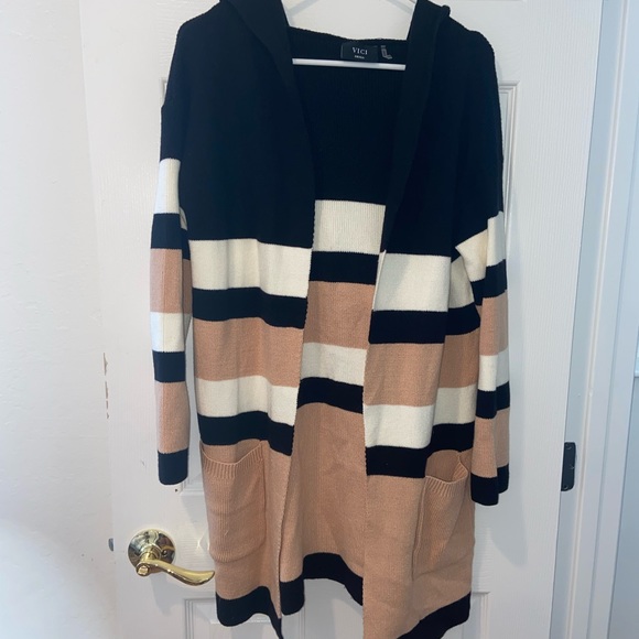 Like new Vici Neutral Striped Cardigan - Picture 1 of 5